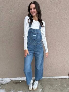 Levi's Two Horse Brand Medium Blue Denim Baggy Fit Overalls